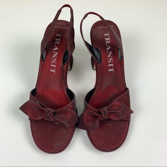 TRANSIT Burgundy Strappy Sandals with Bow - Picture 6 of 6